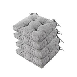LYLNBYWK Chair Cushions for Dining Chairs, Tufted Foam Kitchen Chair, Non-Slip Seat Cushions with Ties Set of 4, 15.5" x 15.5" x 4", Grey