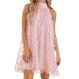 VIMPUNEC 2025 Womens Cocktail Homecoming Halter Wedding Guest Formal Dresses Summer Swing Dress Cute A Line Mini Dress Pink XXL