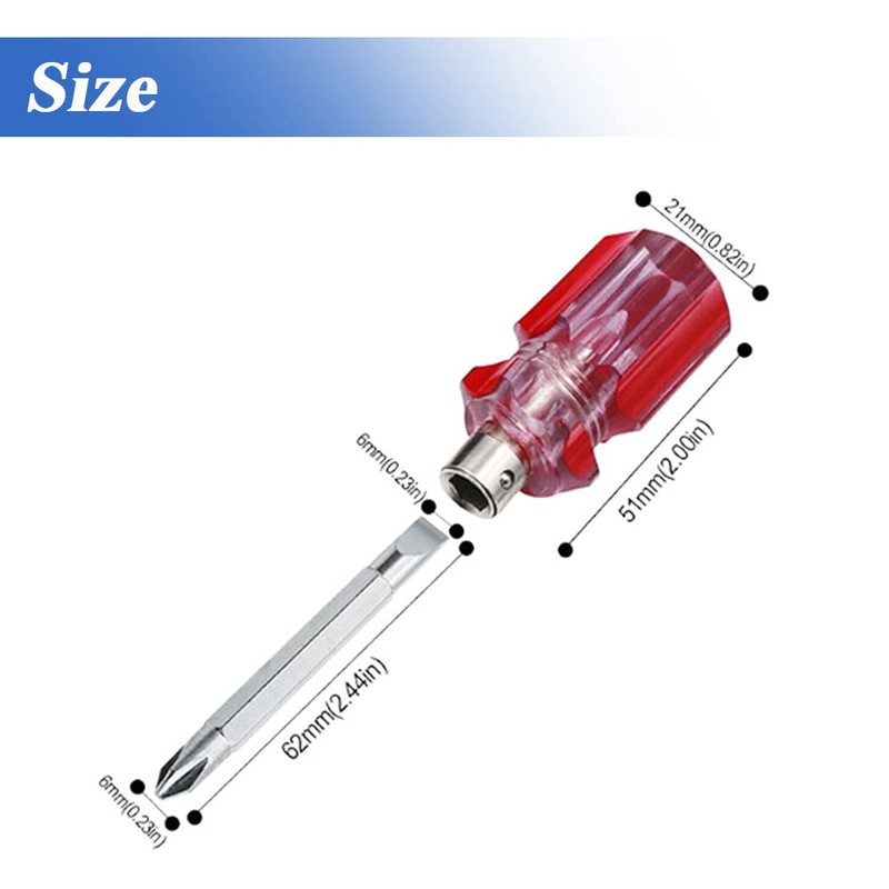 Eyech 5 Pcs Stubby Magnetic Screwdriver Phillips Head and Flat