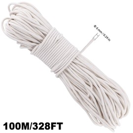 ZEONHAK 1/4 Inch x 328 Feet Natural Cotton Rope, White Craft Clothesline Cord with 4 Carabiners, Wall Hanging Rope Craft Knitting Thread String for Clothes Hanger Garden Flower Plant DIY Decoration