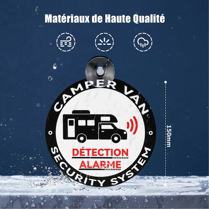 Ancable Camper Van Alarm Stickers with Suction Cup - Set
