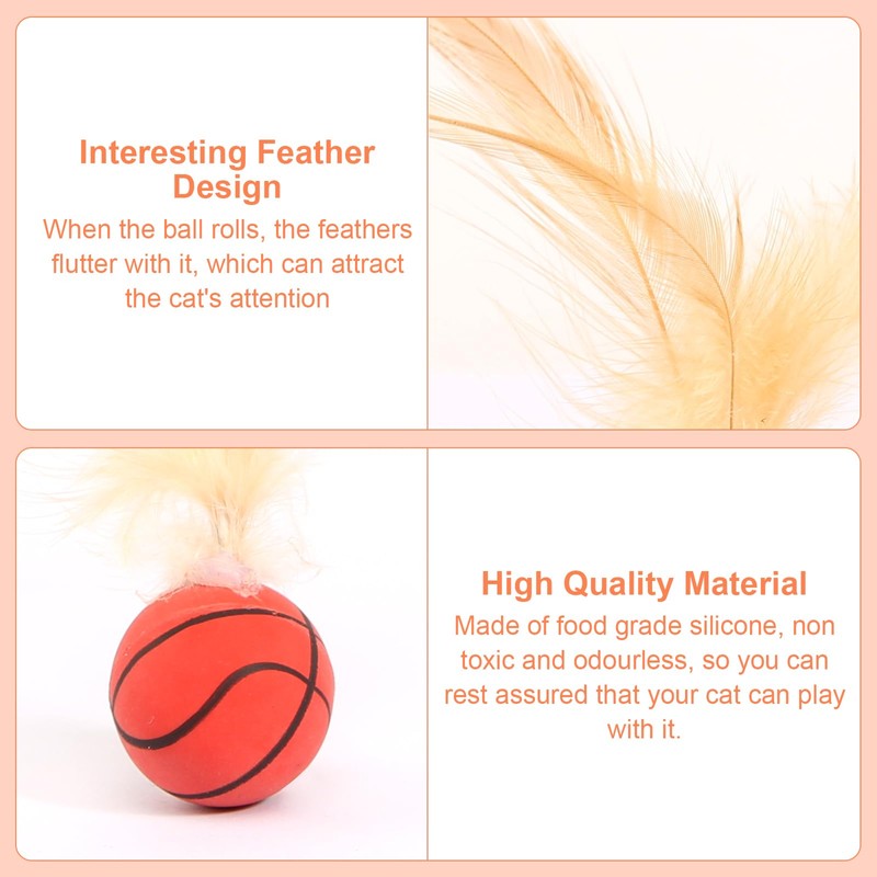 prota 6 PCS Cat Bouncy Ball With Feather, Bouncy Tails