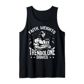 Faith Weights Trenbolone Shakes Jesus Gym Workout Design Tank Top