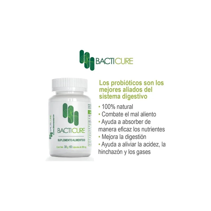 Bacticure Probióticos Para El Balance Del Sistema Digestivo. Sabor Sin