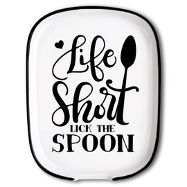 ANATTASOUL Spoon Rest for Stove Top, Printed Kitchen Ceramic Spoon Holder for Kitchen Counter, Modern Farmhouse Decor Accessories for Spatula, Spoons or Tongs
