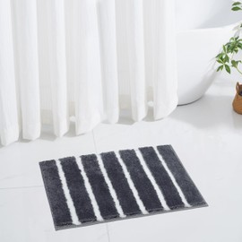 Indecor Home Amelia Bath Microfiber Rug, Soft and Absorbent Bathroom Mat, Quick-Dry Non-Slip Floor Mat for Shower, Bath, and Toilet, 17x 24 - Frost Grey