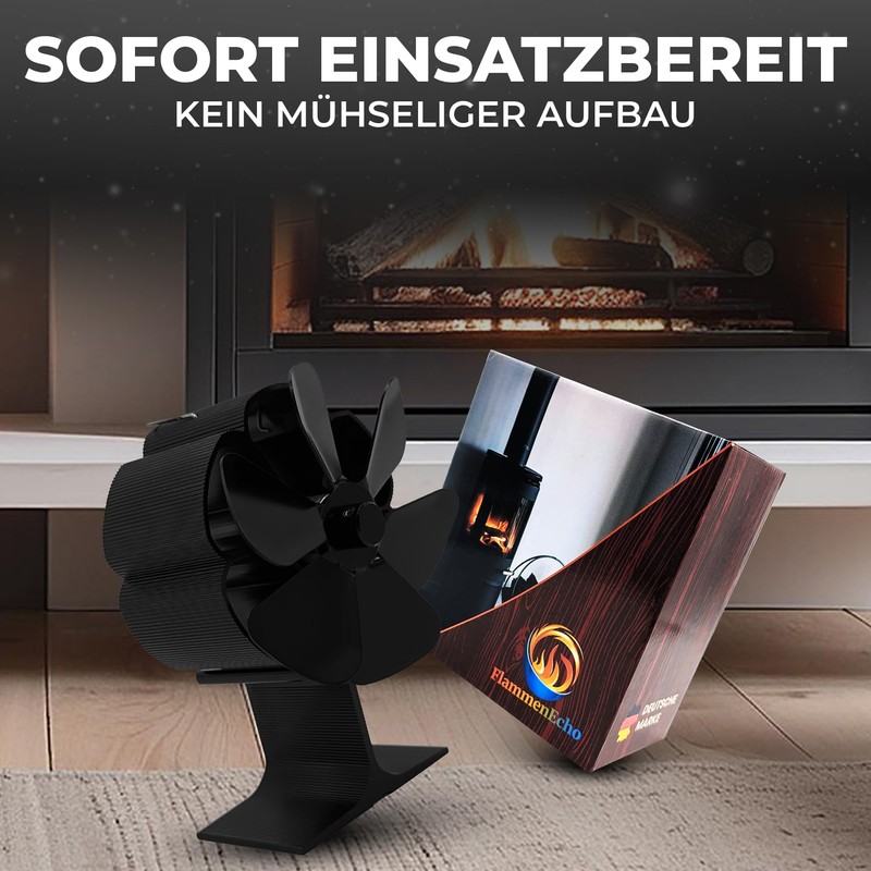 FlammenEcho Fireplace Fan - Quiet, Powerful, Efficient for Optimum Heat