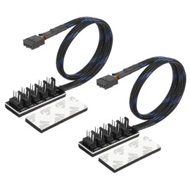 CERRXIAN 4-Pin PWM PC Fan Hub PC 5 Way Splitter, 1FT, 2PCS, Black