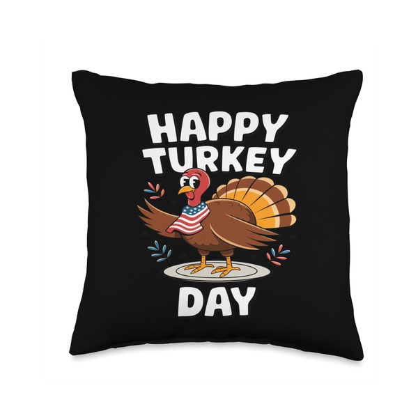Thanksgiving Turkey Happy Turkey Day Thanksgiving Turkey Throw Pillow