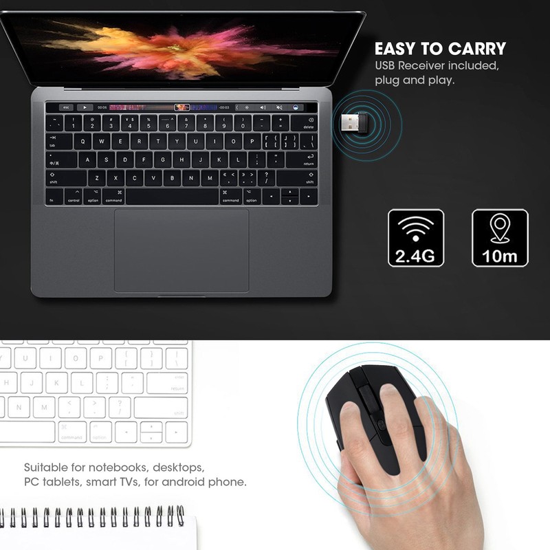 Wireless Mouse Adjustable DPI USB Receiver Portable Gaming Mice for