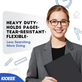 Kioeee Plastic Folders with Pockets (96 Pack), Heavy Duty Plastic Folders with 2 Pocket and Business Card Slot. Fit Letter Size Paper, Black for School