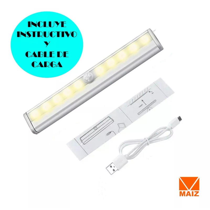 Maíz Lampara Sensor De Movimiento Recargable Usb 10 Focos Led