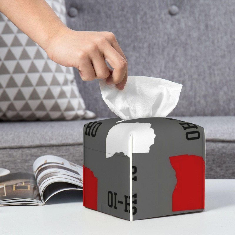 WCMYII Tissue Box Cover Ohio State Gray Modern PU Leather