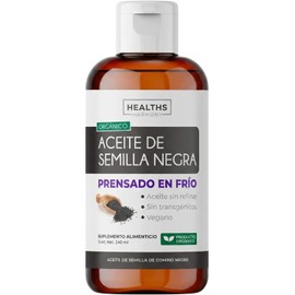 Aceite de Semilla Negra | Nigella Sativa prensado en frío produciendo aceite puro de semilla de comino negro con vitamina E | Suplemento Antioxidante | Vegano, Sin Gluten y Sin Transgénicos | 240 ml