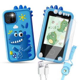 Kids Smart Phone Toys, Touchscreen HD Dual Camera Cell Dinosaur Phone for Kids,Travel Toy Preschool Learning Toy for Kids,Christmas Birthday Gifts Toddler Play Phone for Girls Boys 3-14 Blue