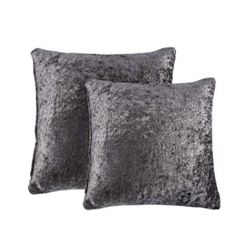Homescapes Crushed Velvet Cushion Cover Anthracite Glamorous Velvet Cushion Cover 60x60cm Square Throw Pillow Case Decorative Cushion Cover with Concealed Zipper, Dark Grey