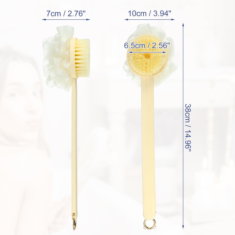 VOCOSTE Rückenbürste, doppelseitige Badebürste für die Dusche, 14,96", Beige