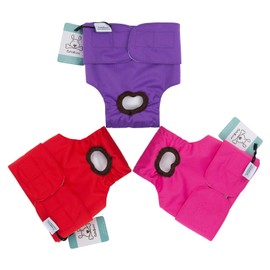 CuteBone Washable Dog Nappies for Female Dogs, Pack of 3 Reusable Dog Nappies, Highly Absorbent Premium Nappies for Puppies