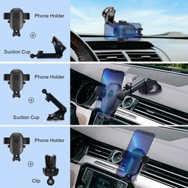 Roiquly 3-in-1 Phone Holders for Your car,2024 Upgrade Universal car Phone Holder, Universal car Phone Mount for Dashboard Air Vent Windshield.Compatible with All iPhones and Other Cell Phone（Black