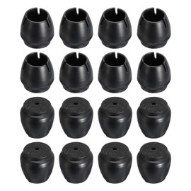 sourcing map Chair Leg Floor Protectors, 16Pcs 17mm(0.67") PVC & Felt Chair Leg Cover Caps for Hardwood Floors (Black)