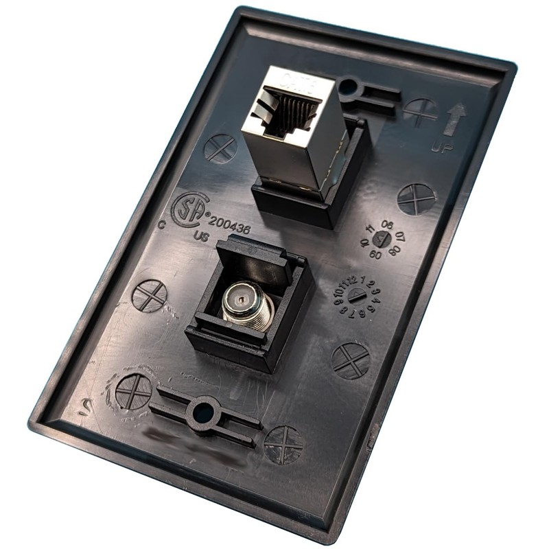 RiteAV 1 Gang Wall Plate (Black) 2 Port - Cat6