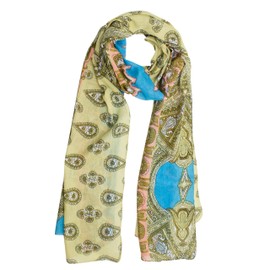 Sunsa Women's Scarf, Neckerchief for Spring/Summer, Stole Scarf with Flower Design, Accessories for Women, Scarf Scarves and Scarves as a Gift for Women/Girlfriend, Beige/Light Blue #6