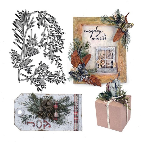 Pine Leaf Leaves Cutting Dies, Christmas Leaves Die Cuts Metal