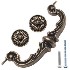 Uenhoy 4 Pack Vintage Drawer Pulls 6 Inch (150mm) Hole Center Drop Bail Cabinet Pulls, Bronze Bail Handle Drop Pull Handles for Cabinet Dresser Drawer