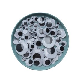 SOWAKA 100 Pcs Googly Eyes Assorted Size Plastic with Self Adhesive 0.8 cm 1 cm 1.2 cm 1.5 cm 2 cm 2.5 cm 3.5 cm Round Stickers for DIY Crafting Scrapbooking Decoration (White)