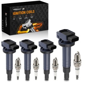 maXpeedingrods UF316 Ignition Coil and Spark Plug for Toyota Scion 1.5L L4 Engine, 2004-2006 xA xB, 2001-2009 Prius, 2012-2019 Prius C, 2006-2018 Yaris, 2000-2005 Echo (Set of 4)