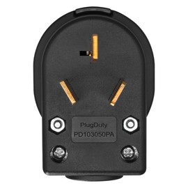 Strhowill NEMA 10-50P Plug – 50 Amp 250V Connector for Electric Ranges & Dryers | Heavy Duty 50 Amp Plug with Straight Blade, 3-Pole 3-Wire Grounding (125/250V Dual Voltage, UL Listed)