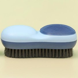 Two-Sided Laundry Stain Remover Brush, Soft Bristle for Scrubbing Out Tough Stains on Wool Cashmere Delicate Fabrics Knits Cotton Leather, Easy to Grip Hand Washing Clothes Brushes Blue