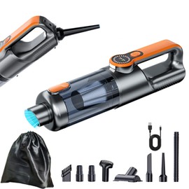 KSTDR Car Vacuum Cleaner, Cordless Handheld 17000PA, 2-in-1 Vacuum and Air Pump, Rechargeable with Type-C, for Car Detailing and Pet Hair (Orange)