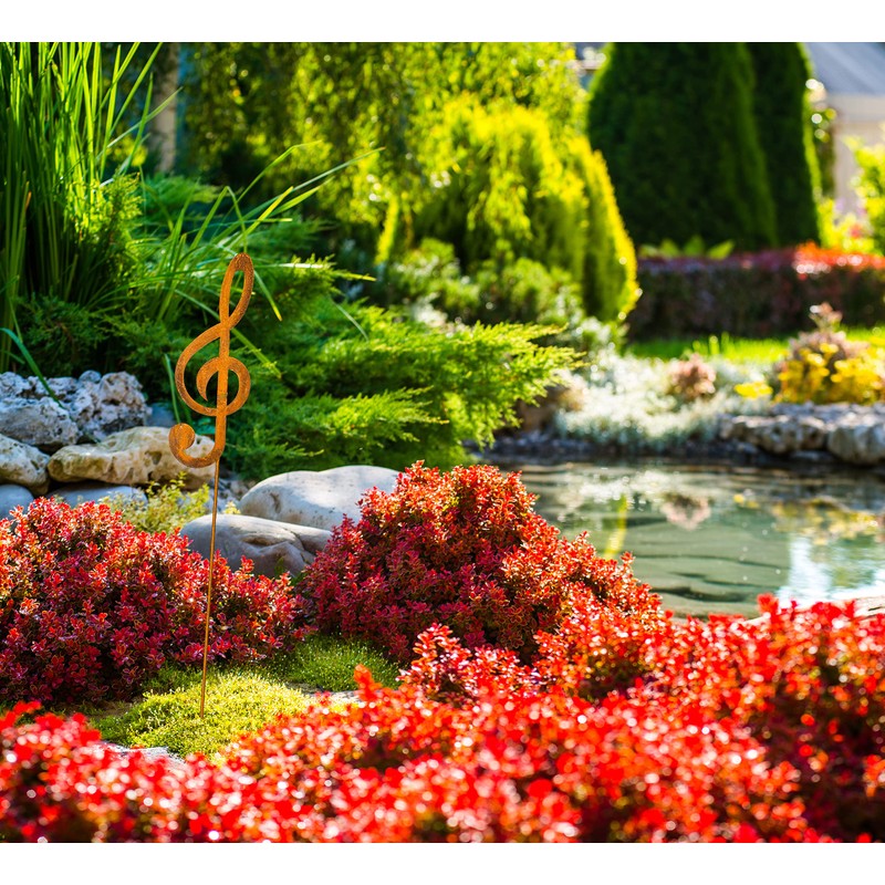 Blümelhuber Small Treble Clef Garden Stake - Rust Decorative Figure