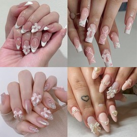 60 Pcs Aurora Bow Nail Charms Resin 3D Mixed Colorful Bowknot Nail Rhinestones Flat Back Bow Nail Gems Jewelry Cute Bowknot Nail Diamonds for Women Manicure DIY Crafts