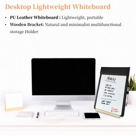 iNenya Magnetic Dry Erase Board with Clipboard,PU Leather Desktop Whiteboard for Office, Nursing School Essentials & Basketball Coaches,Small Dry Erase Board with Stand