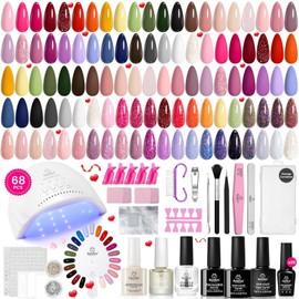 Beetles Gel Nail Polish Kit with U V Light - 68Pcs Gel Nail Kit 35 Colors Outfits Glitter Red Classic Blue Polish Set with Everything Nails Manicure Tools for Beginners DIY At Home Gifts for Women