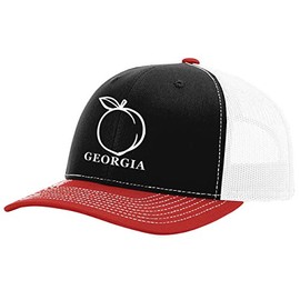 Heritage Pride Georgia Peach Embroidered Trucker Hat, Black/White/Red