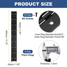 PATIKIL 18x2 Inch Piano Hinge, 4 Pack 304 Stainless Steel Continuous Hinge with Holes for Piano Gate Door Wooden Storage Box Cabinet Boat, Black