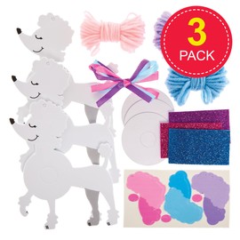 Baker Ross FX693 Poodle Dog Pom Pom Decoration Kits - Pack of 3, Foam Arts and Crafts Decorations for Kids