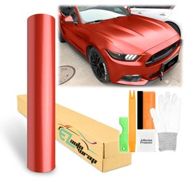 60"x240" (5FTx20FT) Red Matte Metallic Satin Pearl Vinyl Wrap Sticker Sheet Film Car Auto Vehicle DIY Decal Bubble Free Air Release Self Adhesive Peel and Stick Free Tool Kit
