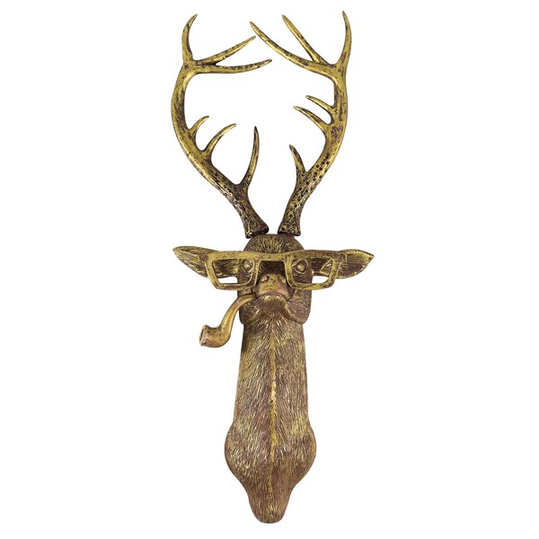 GALER 3D Stag Deer Head Wall Art Mount Ornament, Animal Heads for Wall Art Hanging Sculptures, Small Metal Wall Resin Art Wall Decor Ornament Waterproof Bronzed Resin Decorations for Home (Deer)
