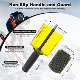 kaeceri 100mm Ski Roto Brush Kit Roto Brush Handle Axle with All 3 Brushes (Brass, Horse Hair and Nylon) with Protector Storage Bag, Handle Ski Rotation Brush Kit Using on Electric Drill