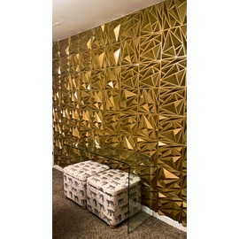 STICKGOO 3D Wall Panels for Interior Wall Decor, 33 Pack PVC Wall Panels, Brushed Gold Diamond Design Accent Wall Panels, 12"x12" Modern Decorative Wall Panels for Living Room, Lobby, Office