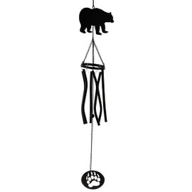 Black Bear Wind Chime with Metal Tubes, 37.5"