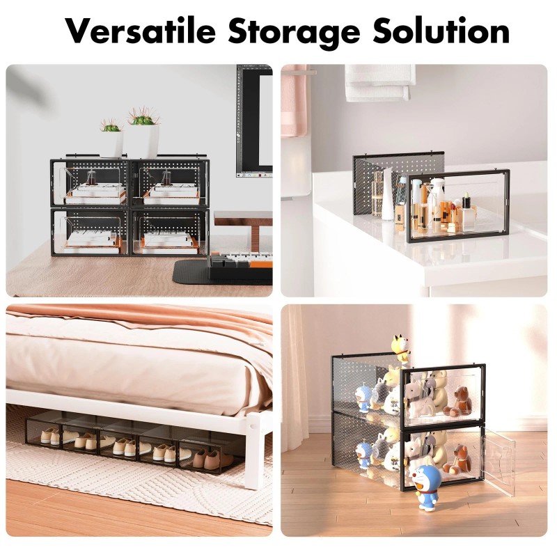 Foluck 15 Pack Clear Plastic Stackable Shoe Organizer for Closet