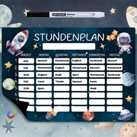 JOYEASE Space timetable wipe clean magnetic including pen - timetable children 1st class - school cone filling - gifts for school enrolment