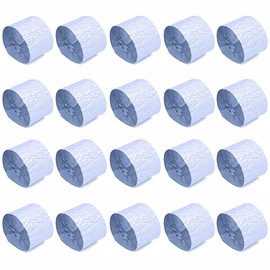 ANCLLO 20 Rolls 3.5cm x 10m Crepe Paper Party Streamers Backdrop Hanging Decorations for Birthday Party, Wedding and Festival Decorations, Silver