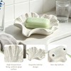 Ceramic Ginkgo Soap Dish, Self-Draining Tray White