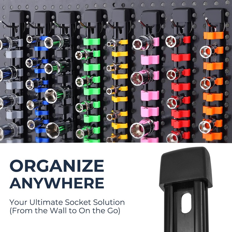 Reniteco 3-Piece Socket Organizer - 3/8-Inch Drive x 45 Clips,